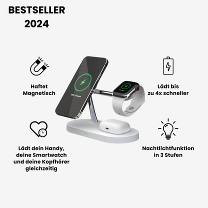 LuxCharge - 4-in-1 Kabellose Ladestation für Apple und Samsung (Android)